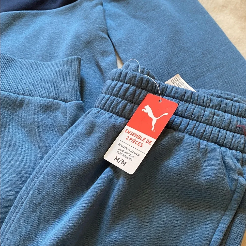 Boys puma set jogging jogger set blue spell out logo size medium 10 12 new - Picture 3 of 11